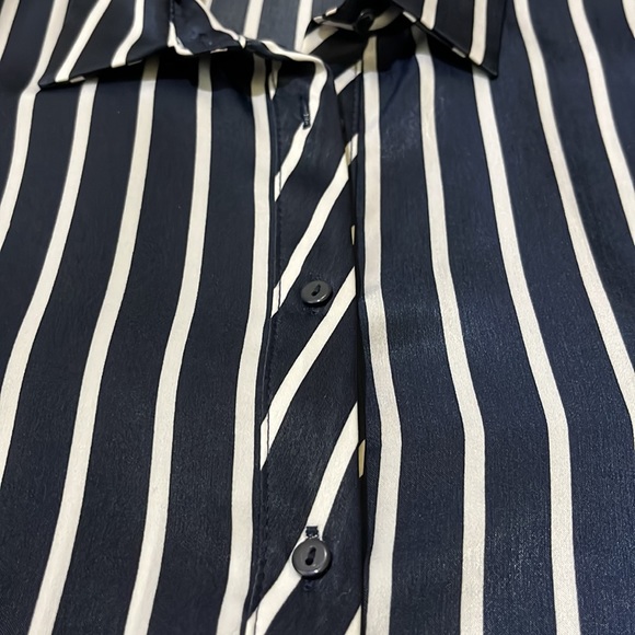 Zara Basics Navy Striped Blouse - Picture 5 of 9